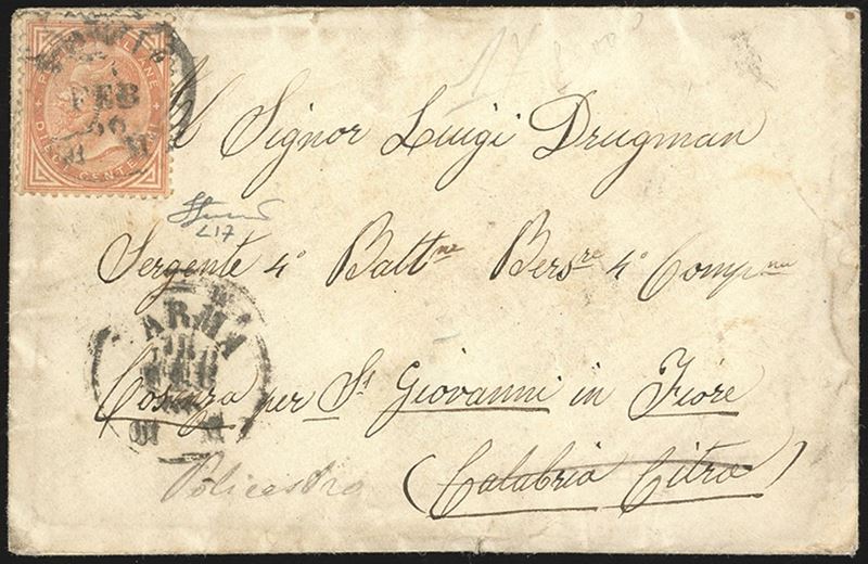 REGNO D'ITALIA 1866 - 10 cent. De La Rue, tiratura di Londra (L17)  - Auction Philately - Cambi Casa d'Aste
