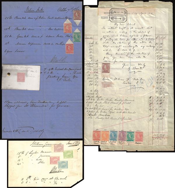 REGNO D'ITALIA 1867/68 - Eccezionale ed irripetibile insieme di documenti relativi alle richieste di forniture di inchiostri, da parte dell'Officina Carte Valori di Torino alla De La Rue di Londra.