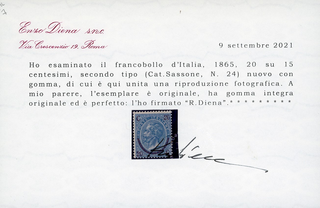 Regno D'italia 1865 - 20 Cent. su 15 Cent. Ferro di Cavallo, II Tipo (24)