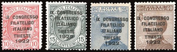 REGNO D'ITALIA 1922 - Congresso Filatelico, soprastampati, serie completa (123/126)