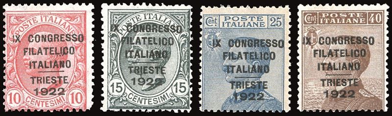 REGNO D'ITALIA 1922 - Congresso Filatelico, soprastampati, serie completa (123/126)  - Auction Philately - Cambi Casa d'Aste