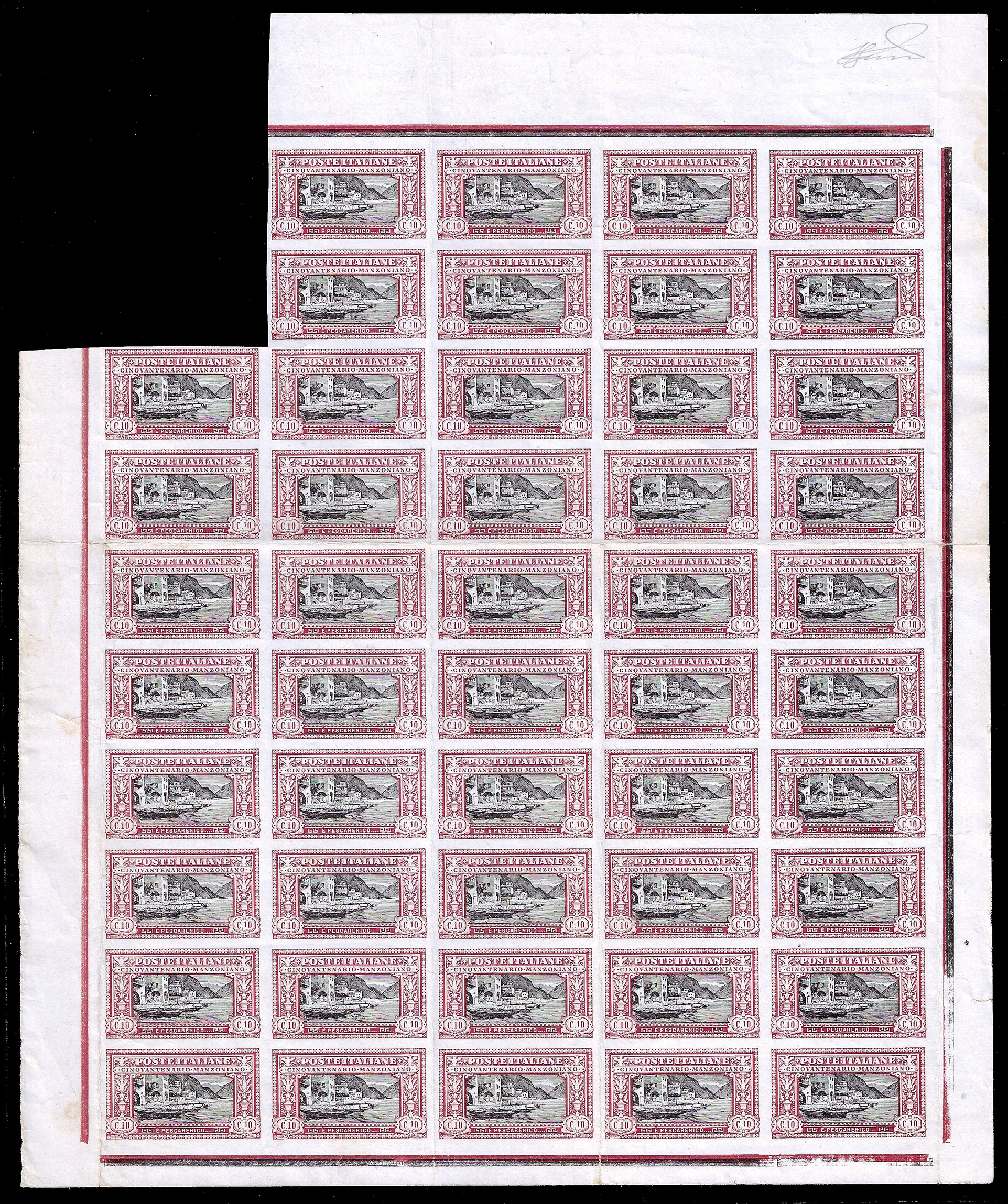 Regno D'italia 1923 - Manzoni, Serie Completa delle Prove di Macchina Non Dentellate nei Colori A...