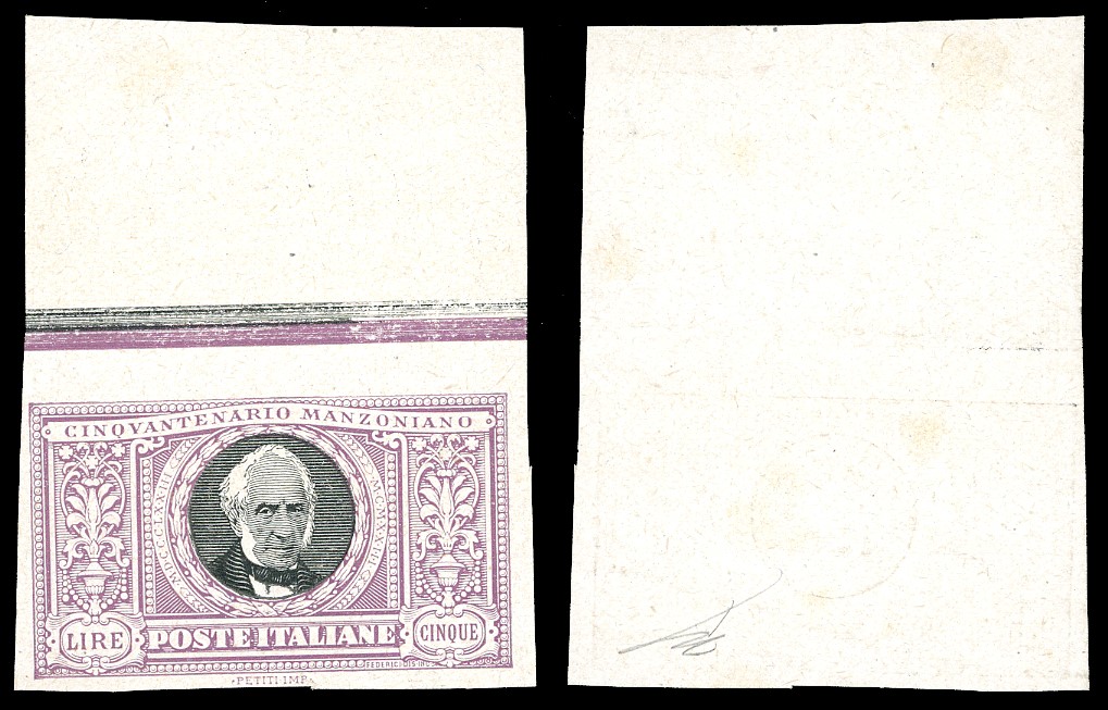 Regno D'italia 1923 - Manzoni, Serie Completa delle Prove di Macchina Non Dentellate nei Colori A...