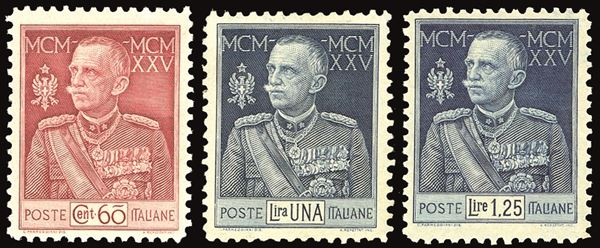 REGNO D'ITALIA 1925/26 - Giubileo, dent. 11, serie completa (189/191)