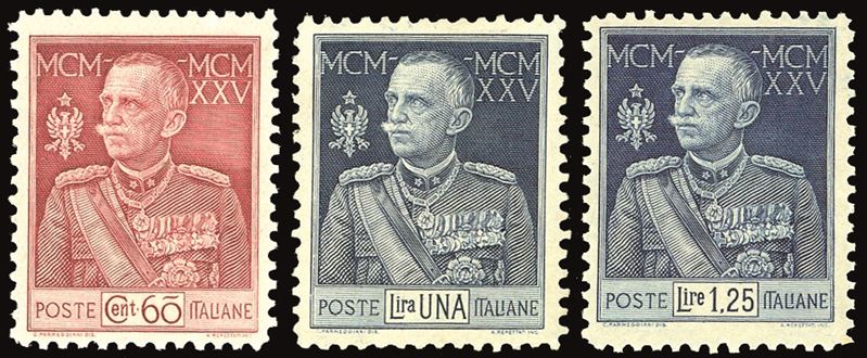 REGNO D'ITALIA 1925/26 - Giubileo, dent. 11, serie completa (189/191)  - Auction Philately - Cambi Casa d'Aste