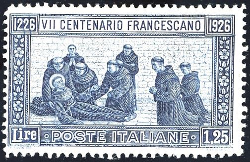 REGNO D'ITALIA 1926 - 1,25 lire San Francesco, dent. 13 1/2 (196)