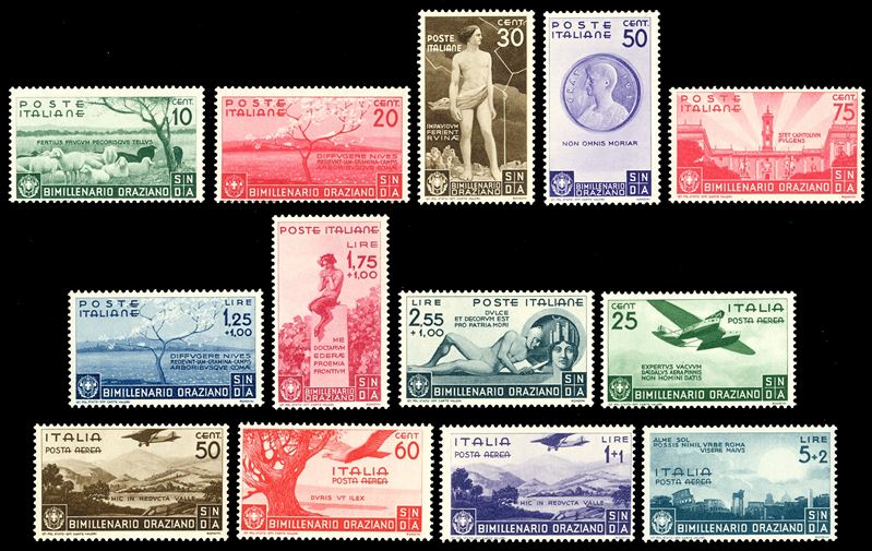 REGNO D'ITALIA 1936 - Orazio, serie completa (398/405+A)  - Auction Philately - Cambi Casa d'Aste