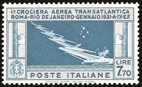 REGNO D'ITALIA - POSTA AEREA 1930 - 7,70 lire Crociera Balbo (25)  - Asta Filatelia - Cambi Casa d'Aste