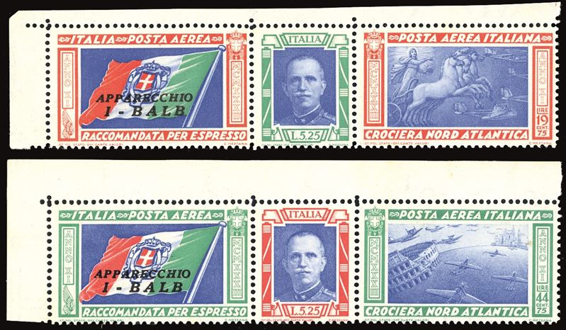 REGNO D'ITALIA - POSTA AEREA 1933 - Trittici I-BALB, serie completa (51A/52A)  - Asta Filatelia - Cambi Casa d'Aste