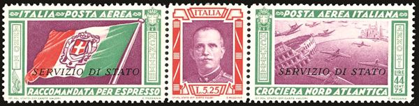 REGNO D'ITALIA - SERVIZIO AEREO 1933 - 5,25 + 44,75 lire Trittico Servizio di Stato (1)