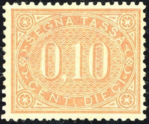 REGNO D'ITALIA SEGNATASSE 1869 - 10 cent. bruno arancio (2)