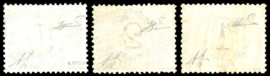 Regno D'italia - Segnatasse 1870/74 - 1 Lira, 2 Lire, e 10 Lire Azzurro Cifre Brune (11,12,14)