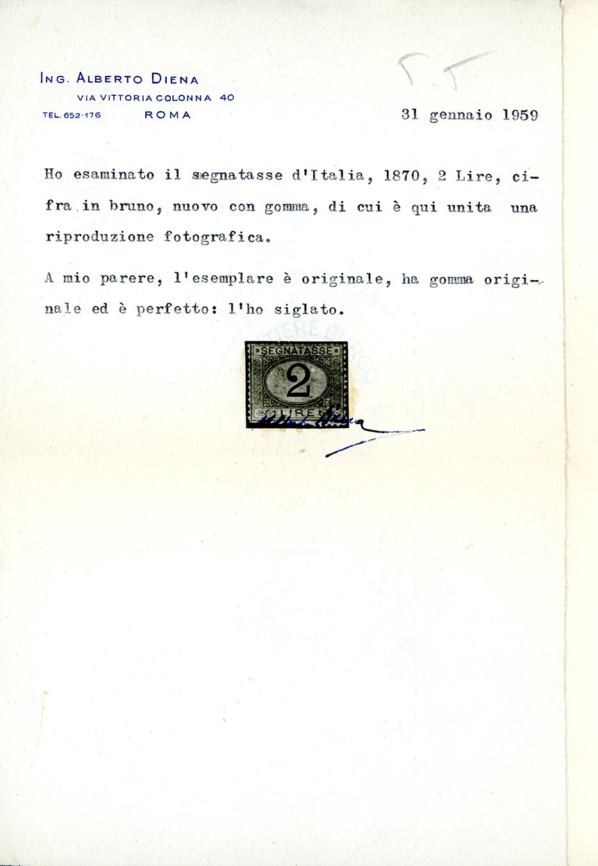 Regno D'italia - Segnatasse 1870/74 - 1 Lira, 2 Lire, e 10 Lire Azzurro Cifre Brune (11,12,14)