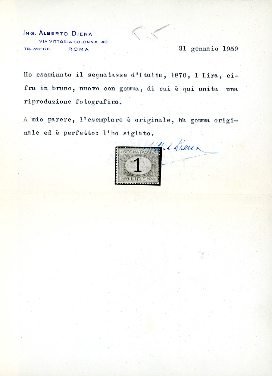 Regno D'italia - Segnatasse 1870/74 - 1 Lira, 2 Lire, e 10 Lire Azzurro Cifre Brune (11,12,14)