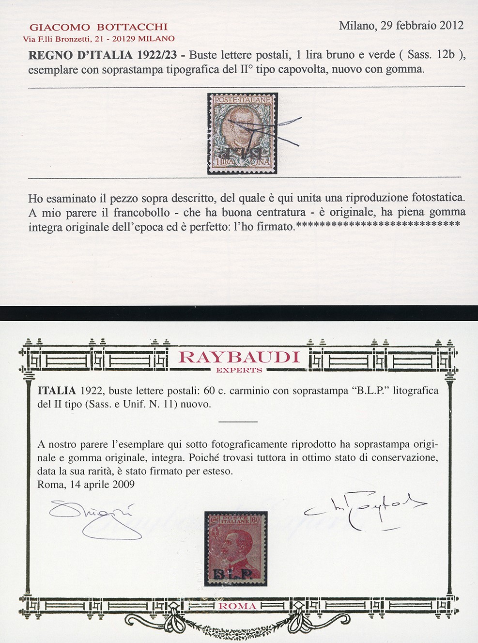 Regno D'italia Blp 1922/23 - Soprastampa Blp, II Tipo, Serie Completa, L'1 Lira con Soprastampa C...