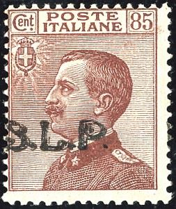 REGNO D'ITALIA BLP 1923 - 85 cent. soprastampa BLP del III tipo fortemente spostata a sinistra (18ea)