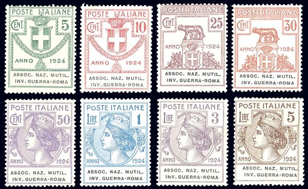 REGNO D'ITALIA - ENTI PARASTATALI ASSOC.NAZ.MUTIL.INV.GUERRA-ROMA 1924 - Serie completa (5/12)