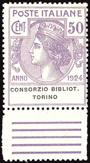 REGNO D'ITALIA - ENTI PARASTATALI CONSORZIO BIBLIOT.TORINO 1924 - Serie completa (30/33)  - Asta Filatelia - Cambi Casa d'Aste