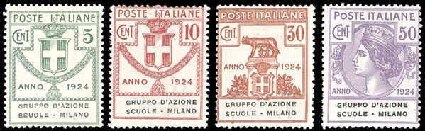 REGNO D'ITALIA - ENTI PARASTATALI GRUPPO D'AZIONE SCUOLE-MILANO 1924 - Serie completa (38/41)