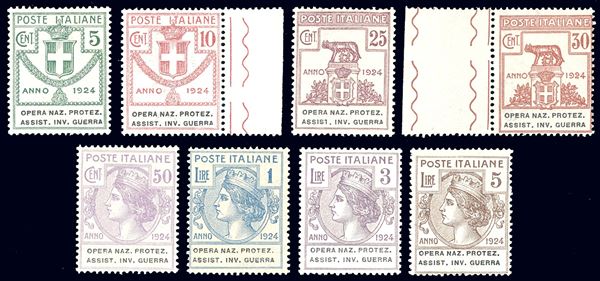 REGNO D'ITALIA - ENTI PARASTATALI OPERA NAZ.PROTEZ.ASSIST.INV.GUERRA 1924 - Serie completa (50/57)