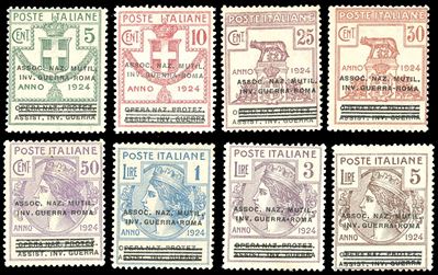 Regno D'italia - Enti Parastatali Assoc. Naz. Mutil. Inv. Guerra-roma 1924 - Soprastampati, Serie...