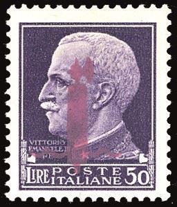 Repubblica Sociale Italiana 1944 - 50 Lire Soprastampato Fascio in Lilla, Emissione di Firenze (5...