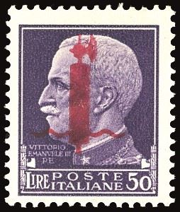 REPUBBLICA SOCIALE ITALIANA 1944 - 50 cent., soprastampato fascio in rosso, emissione di Verona (501)