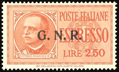 Rep. Sociale Italiana - Espressi 1944 - 2,50 Lire, Soprastampa G.n.r. di Verona (20)