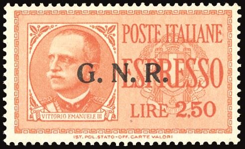 REP. SOCIALE ITALIANA - ESPRESSI 1944 - 2,50 lire, soprastampa G.N.R. di Verona (20)  - Auction Philately - Cambi Casa d'Aste
