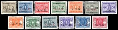 Rep. Sociale Italiana - Segnatasse 1943/44 - Soprastampati G.n.r., Serie Completa nei Tipi Più Co...