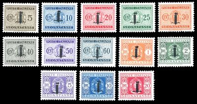 Rep. Sociale Italiana Segnatasse 1944 - Soprastampati Fascetto, Serie Completa (60/72)