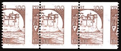 Repubblica Italiana 1988 - 100 Lire Castelli in Bobina (1528b), Dentellatura Verticale Fortemente...