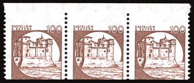 Repubblica Italiana 1988 - 100 Lire Castelli in Bobina (1528b), Taglio Orizzontale Fortemente Spo...