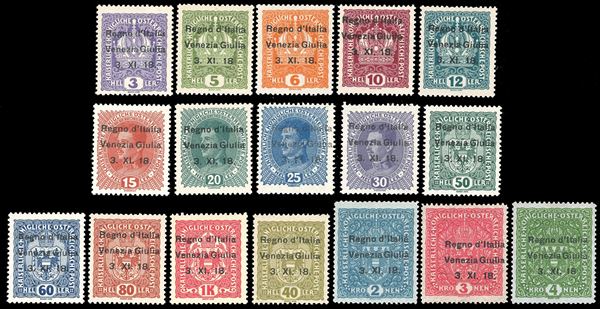 TERRE REDENTE - VENEZIA GIULIA 1918 - Soprastampati, serie completa (1/17)