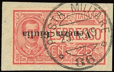 Terre Redente - Venezia Giulia Espressi 1919 - 25 Cent. Soprastampa "venezia Giulia" Capovolta (1...