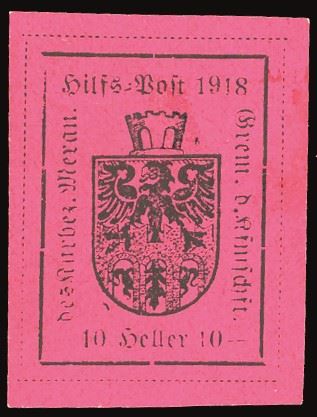 TERRE REDENTE - MERANO 1918 - 10 h. carminio lilla, I tipo (5)