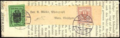 Terre Redente - Merano 1918 - 2 H., II Tipo (6), in Affrancatura Mista con 2 Cent. Floreale (regn...