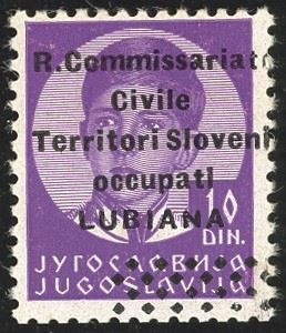 Occupazioni Italiane II Guerra Mondiale - Lubiana 1941 - 10 D. Soprastampa di Tipo "b" (33b)