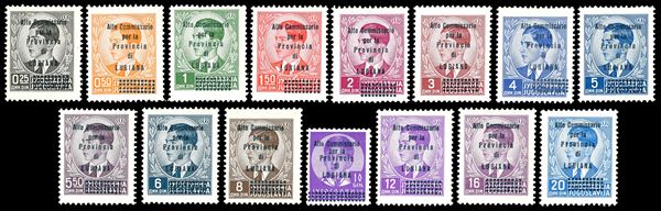 OCCUPAZIONI ITALIANE II GUERRA MONDIALE LUBIANA 1941 - Soprastampati "Alto Commissariato", serie completa (42/46)