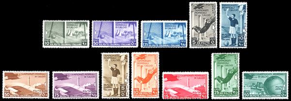 COLONIE ITALIANE - EMISSIONI GENERALI 1934 - Mondiali di Calcio, serie completa (46/50+A)