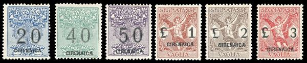 COLONIE ITALIANE - CIRENAICA SEGNATASSE VAGLIA 1924 - Serie completa (1/6)