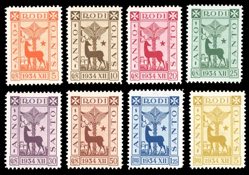 COLONIE ITALIANE - EGEO 1935 - Anno Santo, serie completa (91/98)  - Auction Philately - Cambi Casa d'Aste