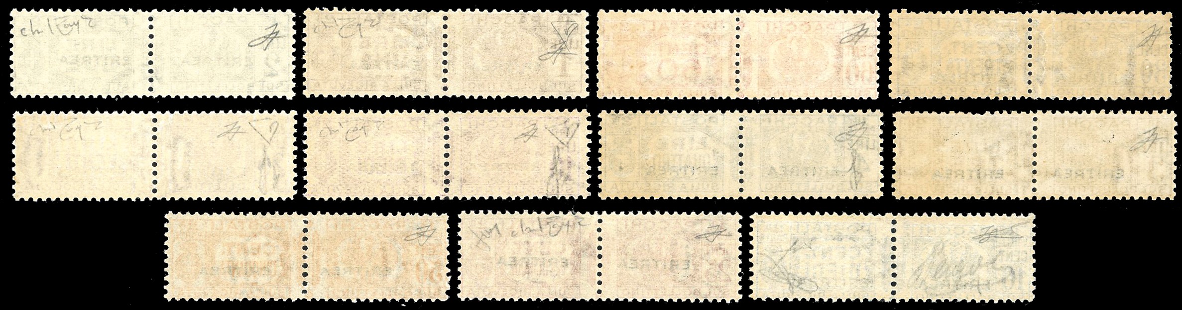 Colonie Italiane Eritrea Pacchi Postali 1916 - Soprastampati in Caratteri Piccoli, Serie Completa...