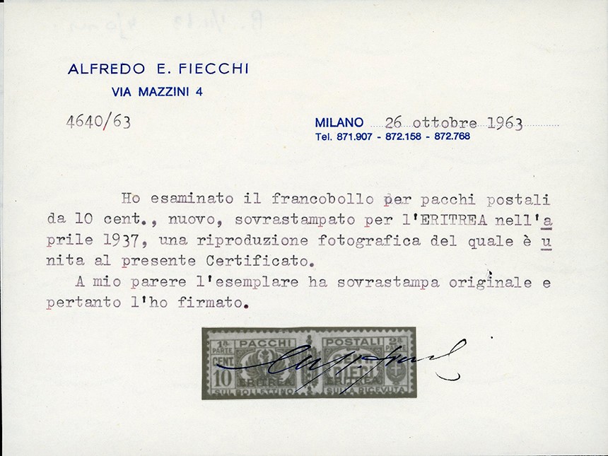 Colonie Italiane Eritrea Pacchi Postali 1916 - Soprastampati in Caratteri Piccoli, Serie Completa...