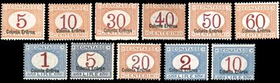 Colonie Italiane - Eritrea Segnatasse 1920/26 - Soprastampati in Basso, Serie Completa (14/24)
