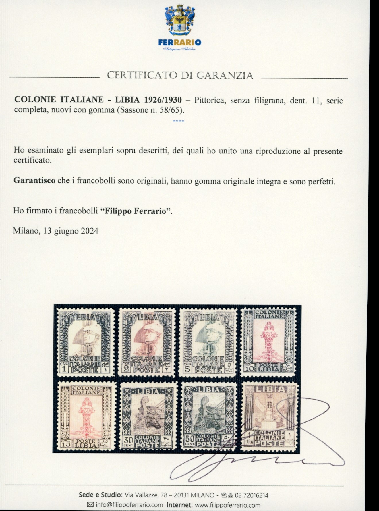 Colonie Italiane - Libia 1926/30 - Pittorica, Senza Filigrana, Dent. 11, Serie Completa (58/65)