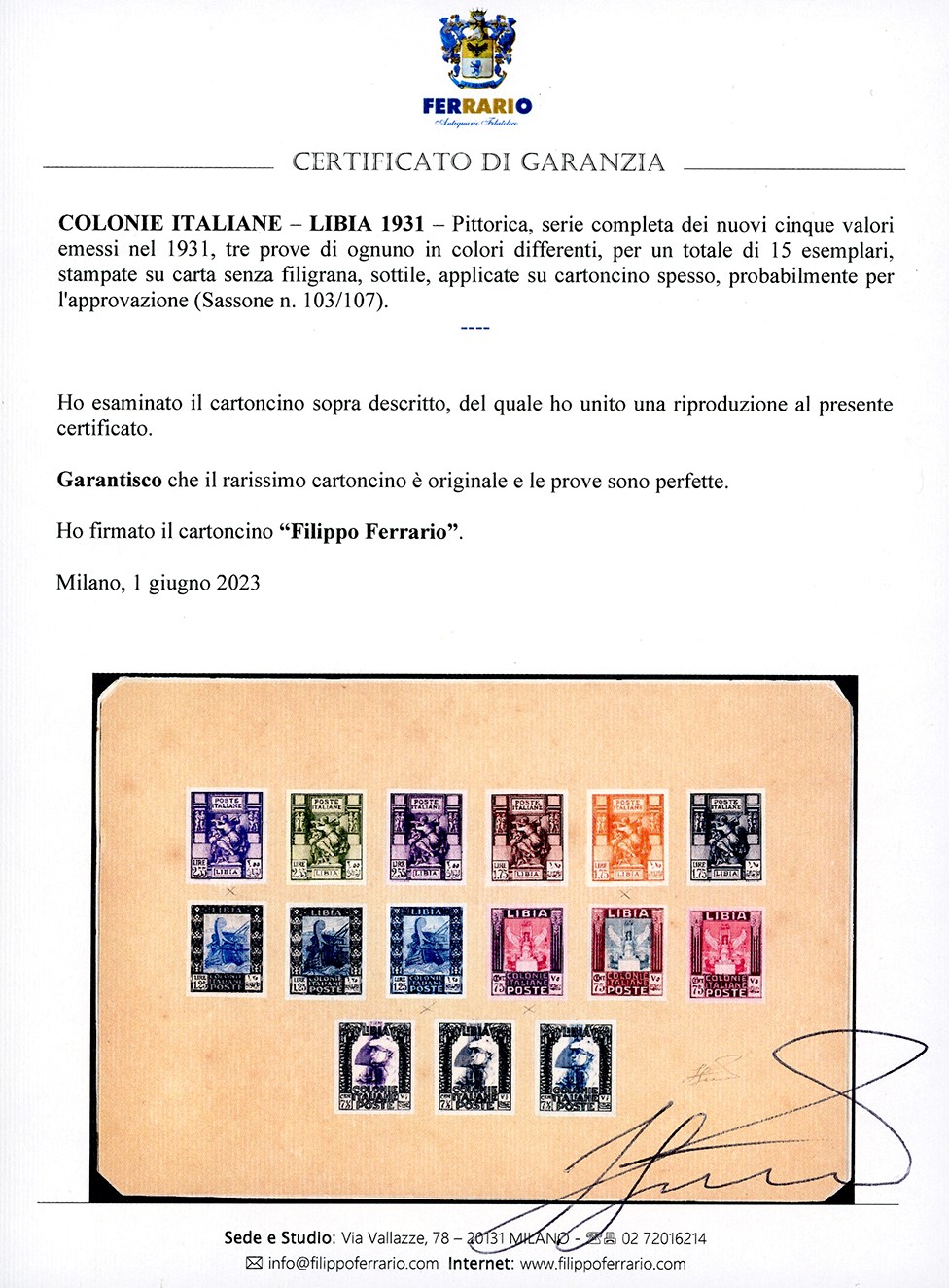 Colonie Italiane - Libia 1931 - Pittorica, Serie Completa dei Nuovi Cinque Valori Emessi nel 1931...