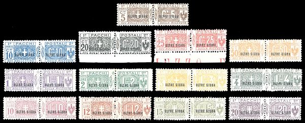 COLONIE ITALIANE - OLTRE GIUBA PACCHI POSTALI 1925 - Soprastampati, serie completa (1/13)