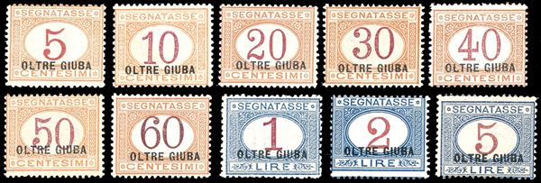 COLONIE ITALIANE - OLTRE GIUBA SEGNATASSE 1925 - Soprastampati, serie completa (1/10)