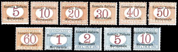 COLONIE ITALIANE - SOMALIA SEGNATASSE 1906 - Soprastampati "Somalia Italiana Meridionale", serie completa (1/11)